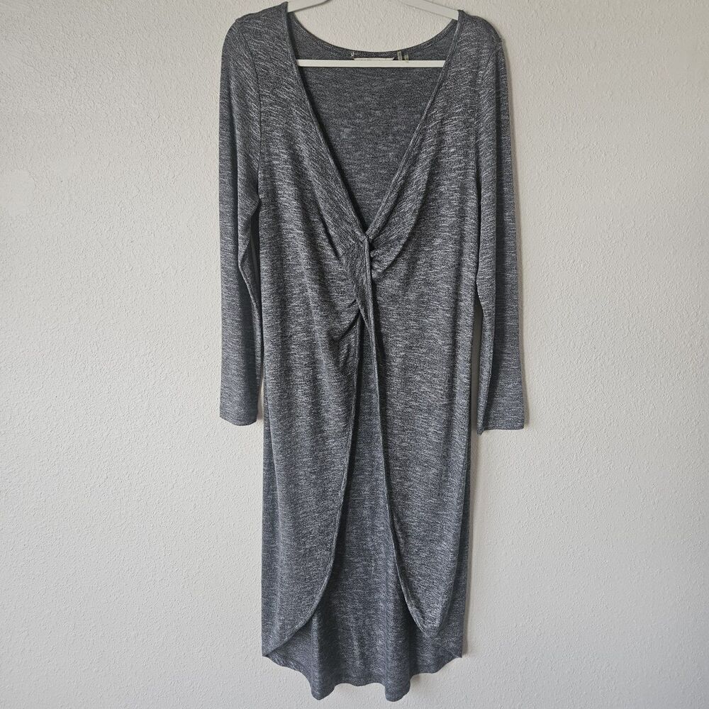 Surroundings Womens M Gray Tunic Top Open Front Wrap Casual Long